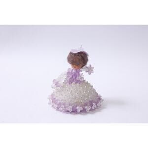 Safety Pin Doll, Small, Beaded, White Pink, Vintage, Hand Crafted ~ 250303-WH 42